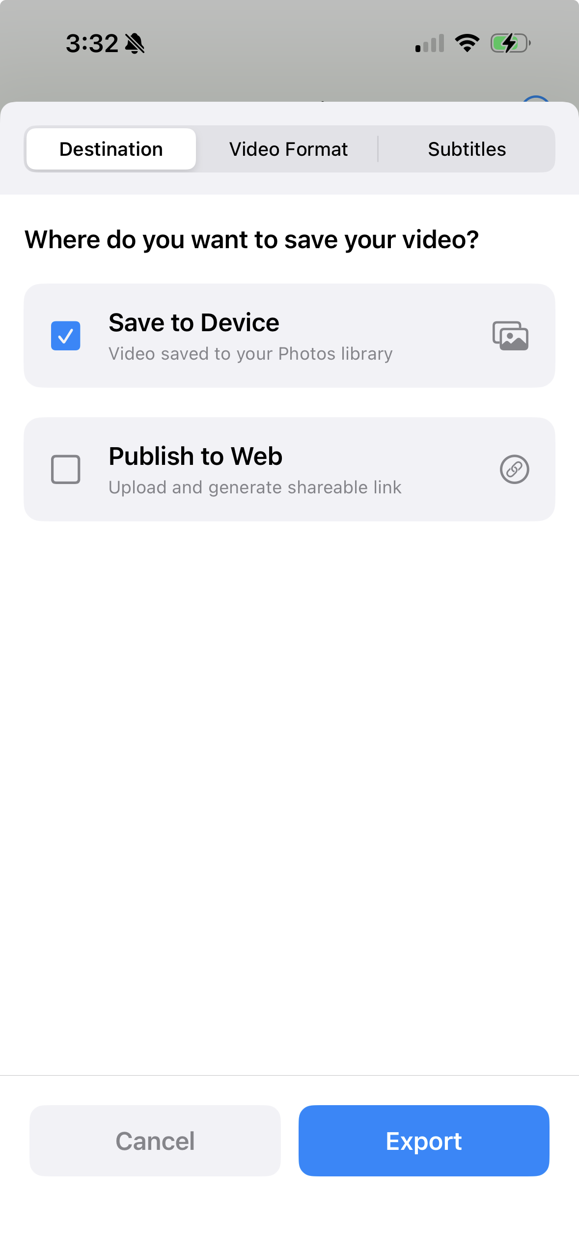 Export and share screen